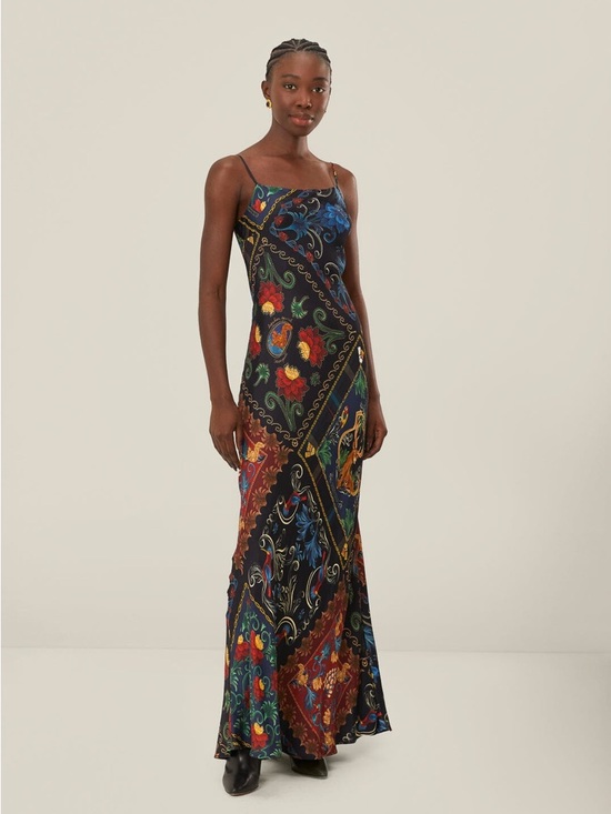 FARM Rio Dresses & Skirts - FARM Rio Black Floral Patchwork Slip Maxi Dress M New